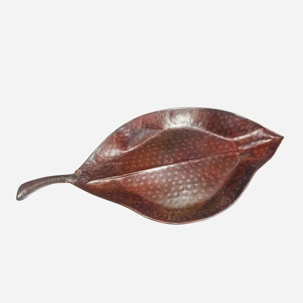 Pier 1 Hammered Metal Leaf Tray Platter 23